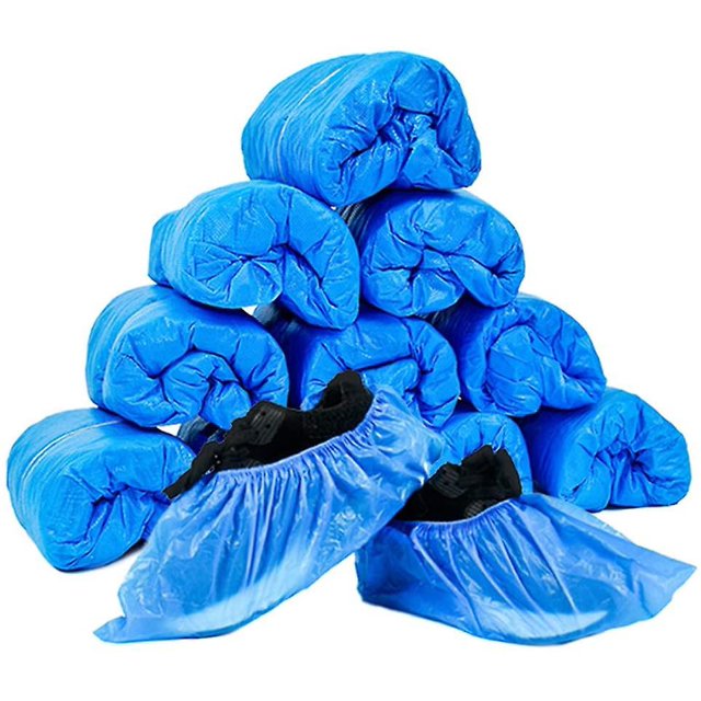 100 Pack (50 Pairs) Disposable Plastic Shoe Covers & Boot Covers Waterproof Non-slip