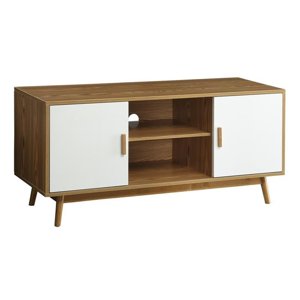 Pemberley Row MDF White TV Stand Rectangular Cable Management Hole 47.25"