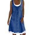 thumbnail image 1 of MAWCLOS Robe d'Été Droite pour Femme, Encolure Dégagée, Robe Débardeur, Tunique Midi Unie, Style Bohème, Voyage, Sans Manches, Bleu Foncé, 3TG, 1 of 2