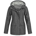 thumbnail image 1 of Fridja Womens Solid Rain Jacket Outdoor Plus Size Waterproof Hooded Raincoat Windproof, 1 of 3