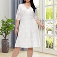 thumbnail image 4 of LSLJS Robe Aguichant de Mode en Dentelle à Col en V pour Femme Grande Taille avec Robe à Manches Mi-Longues, Robes de Cocktail pour Femme pour Soirée, 4 of 7