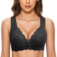 thumbnail image 2 of Kcodviy Womens No Steel Ring Bras Sports French Womens Front Close Sports Bras for Women Pack Bra T Back Plus Full Support Sports Bras for Women Size Seamless Unlined Bra for Large Bust, 2 of 5