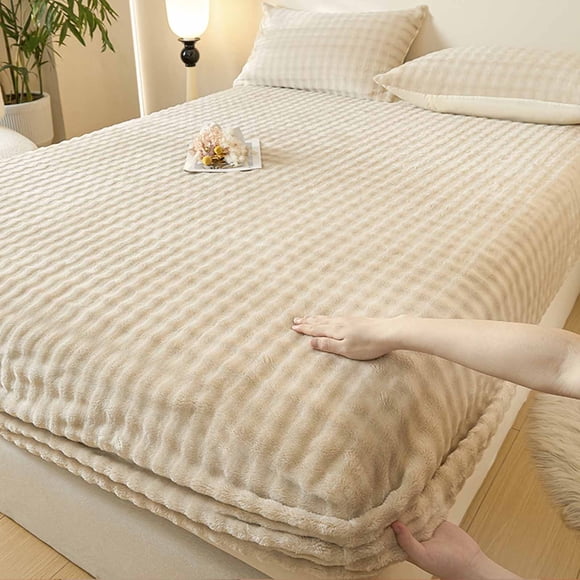 Amzcrzy Rabbit Velvet Bedspread Bed Sheet Winter Velvet Bed Piece Padded Bed Cover Mattress Protector Thickened Velvet Bed Cover Velvet Bedspread Bedspread & Coverlet Sets Bedding
