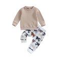 thumbnail image 1 of Infant Boy Autumn Western Clothes Long Sleeve Sweatshirt Cattle Pattern Pants Set, 1 of 7