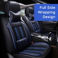 thumbnail image 2 of Maidao Car Seat Covers Leather Full Set for Mazda for Mazda3 2010-Present 5 Seats Waterproof Front Rear Cushion Protector with Pillow and Headrest Black and Blue, 2 of 7