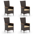 thumbnail image 1 of Costway Patio Rattan Chairs Set of 4 with High Backrest & Acacia Wood Armrests, Cushion, 1 of 8