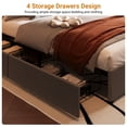 thumbnail image 4 of Yiwa Upholstered Platform Bed Frame, Linen Fabric with Four Storage Drawers and Wooden Slat Support, Easy Assembly, 4 of 7