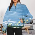 thumbnail image 1 of 50 % de Rabais Liquidation Chandail en Molleton Surdimensionné pour Femmes Mode Automne Hiver 2023 Imprimé Floral Décontracté Sport Col Rond Survêtements Manches Longues Col Rabattu Fermeture Éclair Chandails à Capuchon, 1 of 5