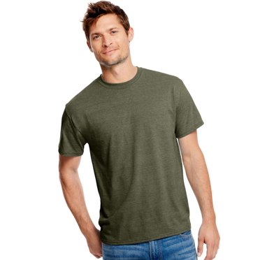 Hanes Mens X-Temp Fresh IQ Tri-Blend Performance Tee, L, Military Heather