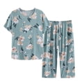 thumbnail image 1 of Penkiiy Ensemble de Pyjama Capri pour Femmes à Manches Courtes, Ensembles de Détente, Haut de Nuit et Capri, Ensemble de Pyjama 2 Pcs 3TG Multicolore, 1 of 1