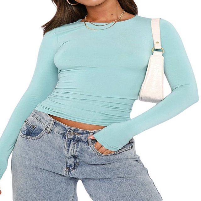 Blouse Mode Urbaine à Manches Longues Unie pour Femmes