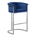 thumbnail image 1 of Navy Blue Velvet Barstool Chair (Single) with Silver Metal Chrome Base, 1 of 3
