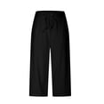 thumbnail image 4 of Plebaso Capri Pants for Women Drawstring Cropped Wide Leg Pants Lightweight Lounge Yoga Capris with Pockets, 4 of 7
