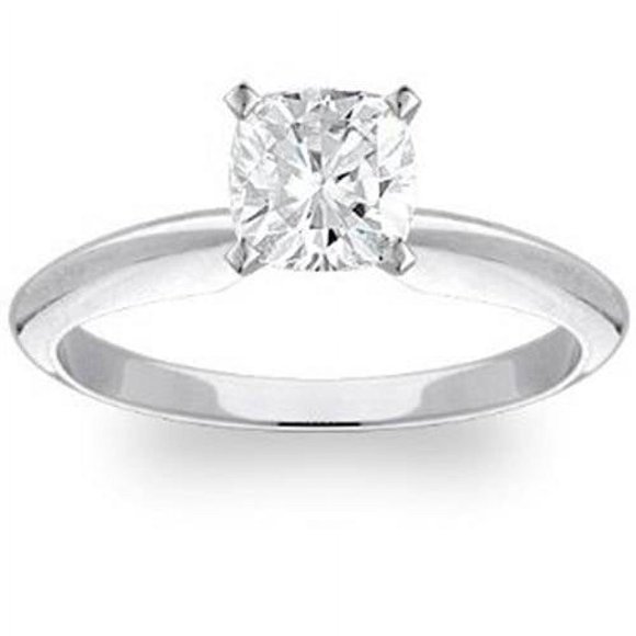 Bague de Fiançailles Solitaire en Diamant Coussin G/VS 1 Carat en Or Blanc 14 K, Cultivé en Laboratoire