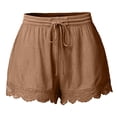 thumbnail image 1 of Timegard Plus Size Shorts for Women Wide Leg Elastic Waisted Drawstring Lace Ruffle Solid Color Casual Shorts, 1 of 5