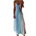 thumbnail image 1 of Pisexur Robe Sans Manches Col en V Mi-Mollet Robes Mi-Mollet pour Femmes Été Décontracté Col en V Imprimé Sans Manches Vacances Plage Longue Robe Femmes Robe, 1 of 5