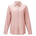 thumbnail image 4 of RXIRUCGD Blouse Chemise Décontractée pour Femme à Manches Longues, Col Rabattu, Couleur Unie, Hauts, Cardigan à Simple Boutonnage, Blouse avec Poches, Rose, Taille : 2TG, 4 of 8