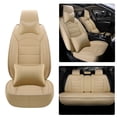 thumbnail image 2 of Maidao Car Seat Covers Leather Full Set for BMW for X1 2017-Present 5 Seats Compatible Airbag Leather Waterproof Front Rear Cushion Protector Full Set with Pillow Beige, 2 of 9