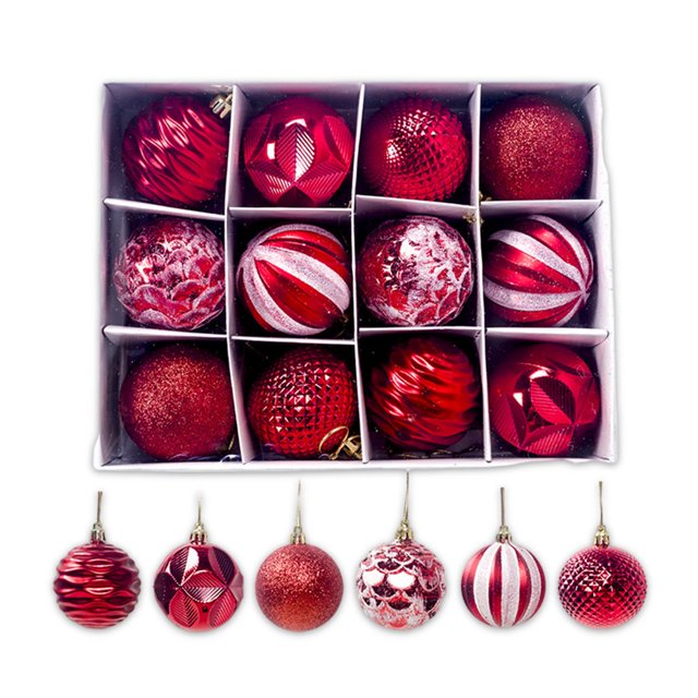 AMERTEER Rouge PVC Mini Boules Suspendues Petites Boules de Noël Ornements 12 Comte