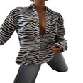 thumbnail image 1 of MesaSe Femmes Bouton vers le Bas Chemises Tour vers le Bas Col Rayé à Simple Poitrine Manches Longues, 1 of 6