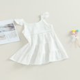 thumbnail image 3 of EIMELI Enfants Bambin Filles Robe d'Été Mignonne Mouche Manches une Ligne Robe de Princesse à Plusieurs Niveaux Robe de Balançoire Rose 7-8 Ans, 3 of 8