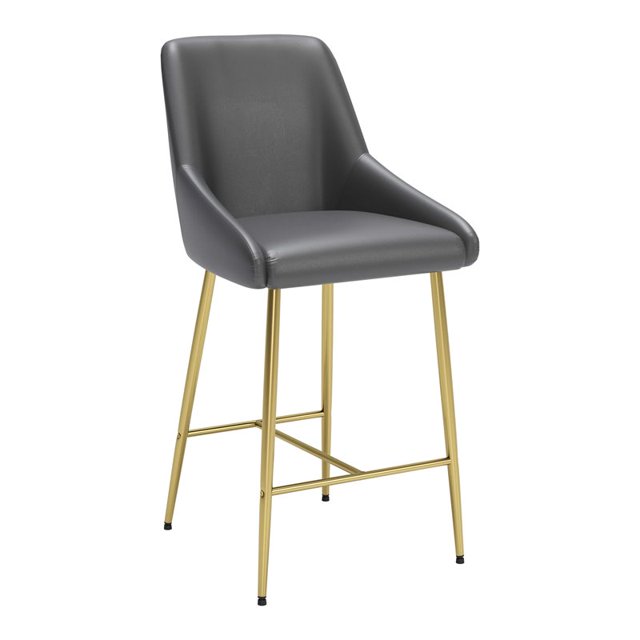 Zuo Chaise de Comptoir Moderne Madelaine, Gris et Or (Ensemble de 1)
