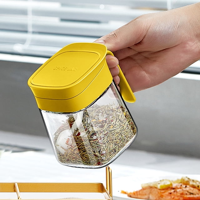Kitchen Organizers and Storage On Clearance Glass Condiment Spice Jar 300ml Condiment Jar Spice Container With Spoon Clear Glass Condiment Canister For Sugar Pepper For Kitchen Counter