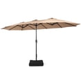 thumbnail image 1 of Costway Parasol de Patio Double Face Jumeau de 15 Pi pour l'Extérieur, Style Marché, avec Manivelle et Base, Couleur Café, 1 of 10