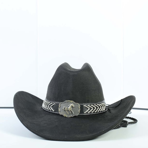 Unisex Western Suede Cowboy Hat with Belt Buckle - One Size CCAKXCJJ Western Cowboy Hat for Women Men Classic Fedora  main image 3