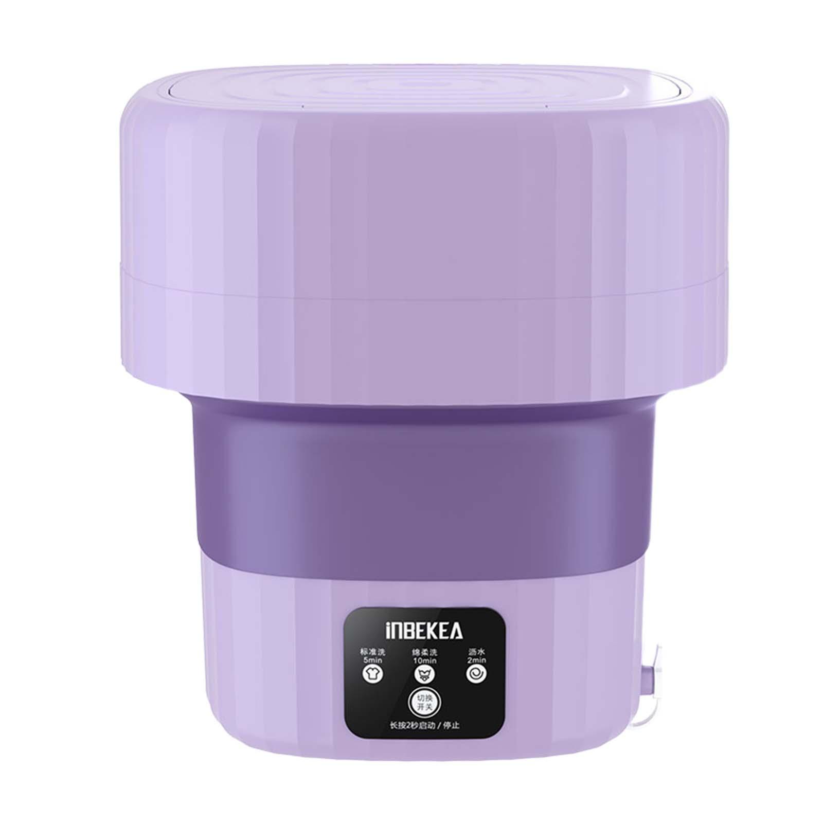 DOLITY Folding Washing Machine Mini Bucket Washer Lightweight Easy to Carry Compact with Handle Portable Clothes Washer Small Washer for Outdoor RV violet