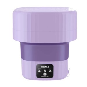 Abbracc laveuse pliante Mini Lave-linge à seau léger Facile à transporter Compact avec poignée Laveur portatif Petite laveuse pour l'extérieur RV violet
