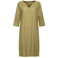 thumbnail image 2 of 2025 et Robe Nuisette en Lin à Manches Courtes Grande Taille Vacances Semi-Décontractée Robe Tunique pour Femme Grande Taille Robe Mini à Col en V Robes Maxi Décontractées pour Femmes Couleur Unie Femme, 2 of 7