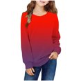 thumbnail image 1 of Milgrthf Chandails à Manches Longues pour Filles, Décontractés, Dégradé, Col Ras du Cou, Légers, Automne Hiver, Chandails à Enfiler, Hauts, Rouge, 11 Ans, 1 of 6