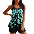thumbnail image 3 of Women‘s Mesh Rushed Tankini Bathing Suits Tropical Swim Tank Top with Boyshorts 2 Piece Swimsuit, 3 of 8