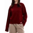 thumbnail image 2 of Women'S Crew Neck Sweaters Fall Outfits Trendy Long Sleeve Ribbed Knit Pullover Tops Wine Red S, 2 of 10