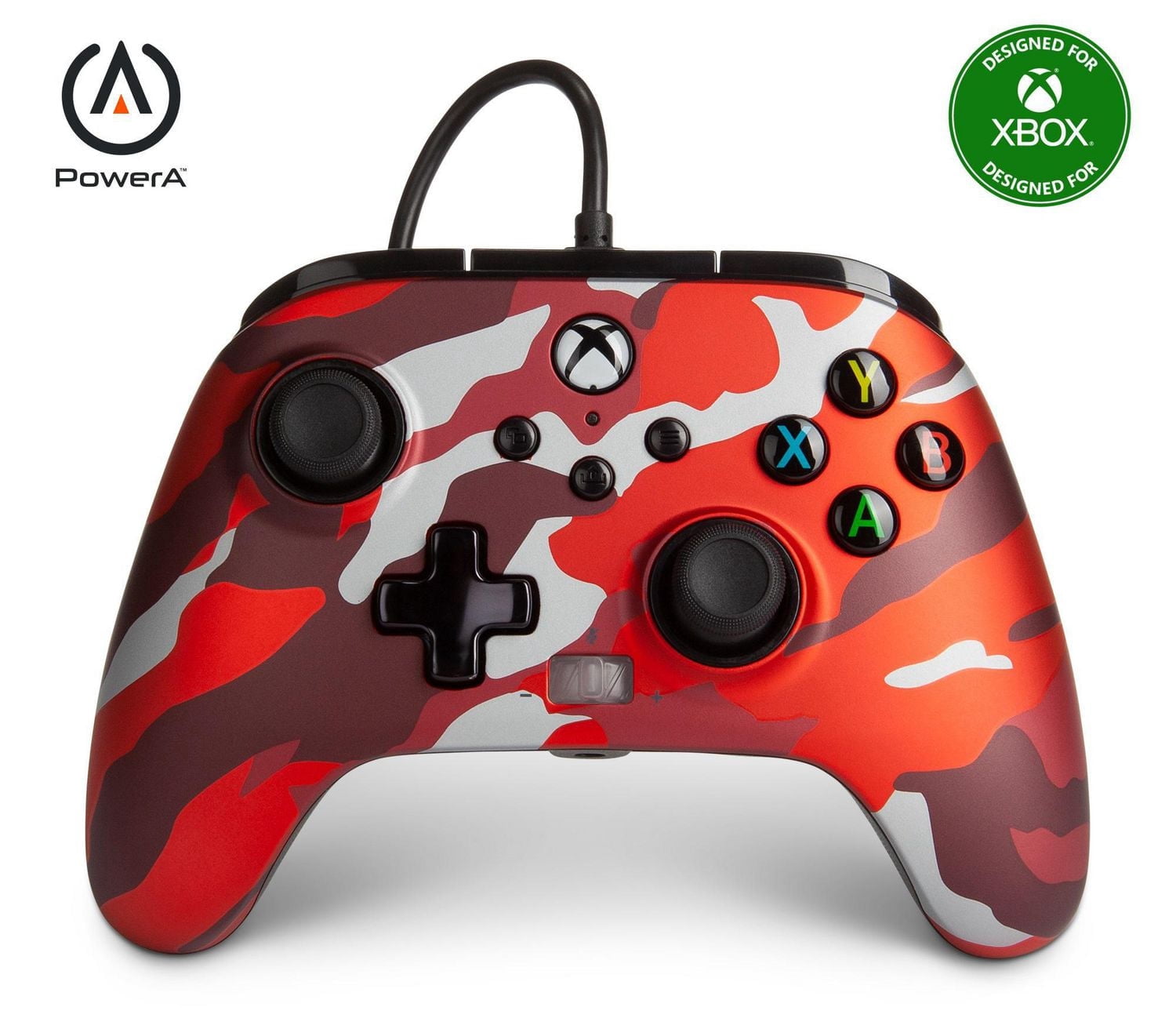 Manette câblée PowerA améliorée pour Xbox – Camo Rouge Métallique ; manette de jeu, manette de jeu vidéo câblée, manette de jeu, jeux, Xbox Series X|S