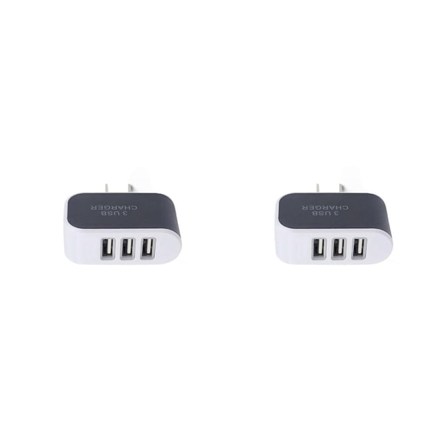 crativent Wall Charger 3 Port Universal Lightweight Compact USB Power Adapter Phone Charging Cell Cameras MP3 Gift Mobile Black 2Set