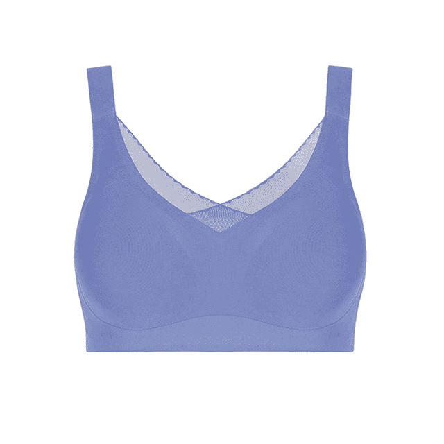 BIMEI Seamless Mastectomy Bra for Women Breast Prosthesis with Pockets Silky Smooth Bras Soft Daily Full Coverage Bralettes Bras with Removable Pads,Blue,2XL