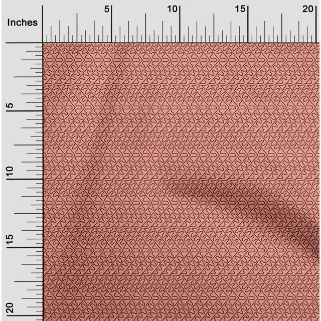 oneOone Georgette Viscose Fabric Hand Drawn Curve Block Print Fabric By The Yard 42 Inch Wide