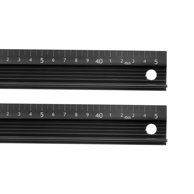 Unique Bargains Aluminum Alloy Straight Ruler with Anti Slip, 45cm, Black, 2 Count