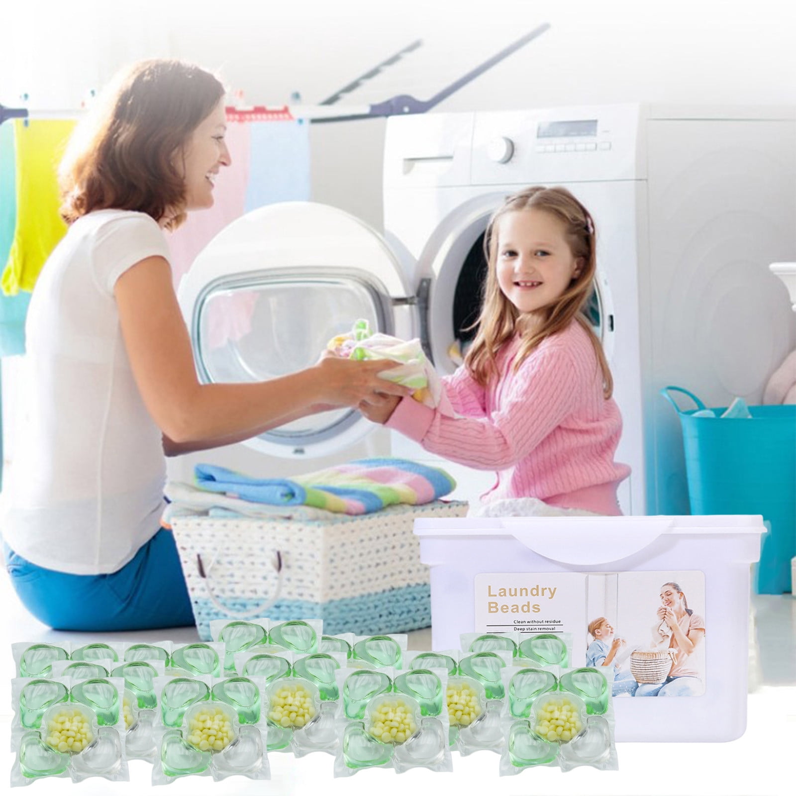 Vrorvz Laundry Gel Pods Stain and Grease Remover Long Lasting Softening Advanced Color Protection Fast Dissolving Efficient and Economical Laundry Detergent for Fresh Clothes