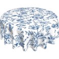 thumbnail image 1 of Navy Blue Floral Tablecloth Round 60 x 60 Inch Navy Blue Chinoiserie Floral Table Cloth Polyester Fabric Vintage Spring Summer Flowers Farmhouse Table Cover for Kitchen Party Picnic Outdoor Decor, 1 of 6