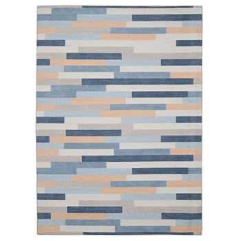 Outdoor Washable Miami Ivory & Blue 5' x 7' Area Rug