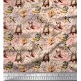 thumbnail image 1 of Soimoi Tissu en Velours Hibou, Tissu à Imprimé Animal Squirrel & Rabbit au Mètre 58 Pouces de Large, 1 of 3
