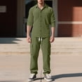 thumbnail image 2 of Erwazi Men's Corduroy Cargo Shacket Tracksuit Set 2 Pieces Lapel Long Sleeve Button Down Jacket and Cargo Pants Set, 2 of 4