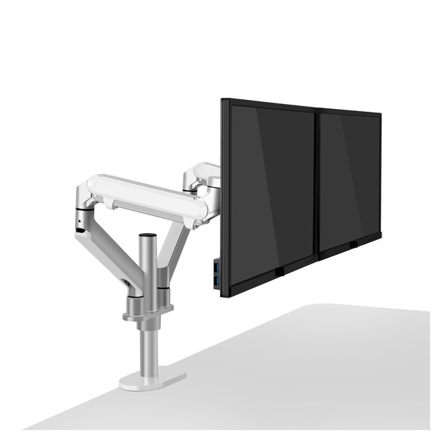 Desktop 17-32 Inch Dual Monitor Mount Arm Full Motion Aluminum Monitor Holder Gas Spring Arm Load 2-8kgs Each ,Easy to Use