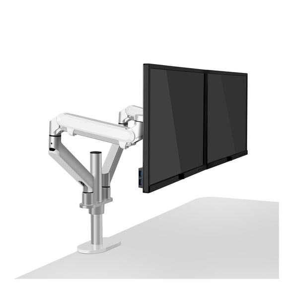Desktop 17-32 Inch Dual Monitor Mount Arm Full Motion Aluminum Monitor Holder Gas Spring Arm Load 2-8kgs Each ,Easy to Use