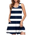 thumbnail image 5 of Ovzne Robes pour Femmes Robe Décontractée pour Femmes Grande Taille Sans Manches à Col Rond Robe Courte à Rayures Robe Grande Taille Liquidation, 5 of 5