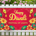 thumbnail image 4 of Decorative Design Diwali Banner Colorful Theme Festival of Lights Polyester Material Floral Design for Indian Festival Home Decoration Outdoor Celebration, 4 of 5