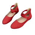 thumbnail image 1 of Ladys Single Shoes Suede Surface Elastic Ankle Strap Soft Sole Pointy Toe Flats Bottom Ballet Rear Ankle Zipper Shoes New Large Size Shallow Mouth Elastic Flat Shoes Red, 1 of 7